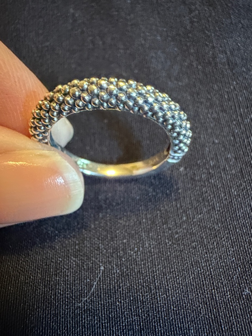 Lagos Signature Caviar Beaded Stacking Ring. Size 7 - Picture 7 of 7